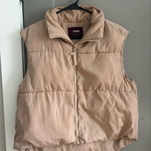 Tan Cropped Puffer Vest
